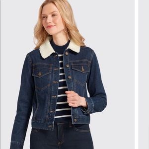 Draper James Sherpa Collar Denim Jacket Coat Small